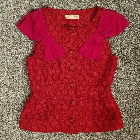 Alannah Hill Tops - Alannah Hill Hot Pink Polka Dot Bow Top